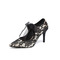 Scarpe da sposa in pizzo nero scarpe con tacco alto con fiocco e scarpe da festa con cinturino a punta - Pagina 1