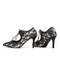 Scarpe da sposa in pizzo nero scarpe con tacco alto con fiocco e scarpe da festa con cinturino a punta - Pagina 2