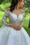 Vestito da nozze Maniche lunghe Vita naturale A Linea Ciondolo accentato gioiello - Pagina 2