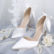 Scarpe da sposa bianche scarpe da sposa in raso tacchi alti modelli autunnali e invernali