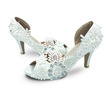 Scarpe da sposa in raso di grandi dimensioni scarpe da sposa con tacco alto in fiore di pizzo scarpe da damigella d'onore