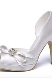 Scarpe da sposa open toe plateau impermeabile in raso tacco alto da sposa tacco alto da sposa