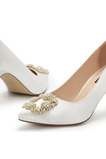 Scarpe da sposa con tacco alto a punta di perle scarpe da sposa in raso bianco