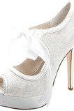 Scarpe da donna eleganti con tacco alto e plateau impermeabili con cinturino in raso, scarpe da banchetto, scarpe da sposa