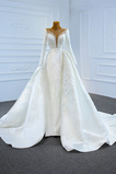 Vestito da sposa Vita naturale Perle Coda a Strascico Cattedrale