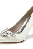 Tacchi a spillo con fibbia quadrata a punta con strass scarpe da banchetto con tacchi alti da sposa