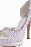 Scarpe da sposa con strass in raso di seta scarpe da sposa con bocca di pesce cava laterale