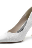 Scarpe da sposa in pizzo bianco scarpe da sposa con strass scarpe da damigella d'onore con strass a spillo da donna