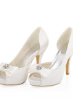 Scarpe da sposa in raso di seta con tacco alto da sposa bianche scarpe a spillo per donna