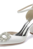 Sandali con tacco a spillo impermeabili in raso con strass moda sposa scarpe da festa