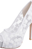 Scarpe da sposa in pizzo sandali con tacco alto bianchi scarpe da banchetto scarpe da sposa
