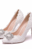 Scarpe strass singole scarpe da sposa scarpe da festa in pizzo