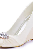 Scarpe da donna con tacco alto con zeppa da 10 cm e scarpe da sposa con tacco a barca