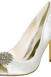 Sandali con tacco a spillo impermeabili in raso con strass moda sposa scarpe da festa