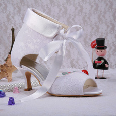 Stivali da donna rossi scarpe da sposa in pizzo con tacco a spillo da sposa