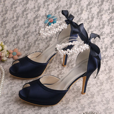 Scarpe da sposa stiletto da sposa sandali aperti da sposa scarpe da damigella d'onore di grandi dimensioni