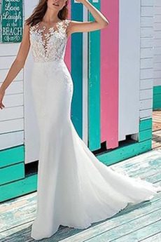 Abito da sposa Cameriera di mare Chiffon Spazzola Treno Primavera