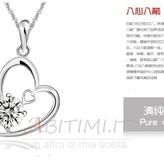 Collana d'argento e pendente d'argento a forma di cuore viola delle donne - Pagina 1
