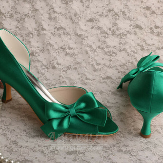 Scarpe da sposa con farfalla in raso, scarpe da damigella d'onore verdi con tacco a spillo con tacco a spillo - Pagina 2