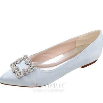 Scarpe da donna a punta piatta classiche scarpe da sposa in raso con strass - Pagina 4