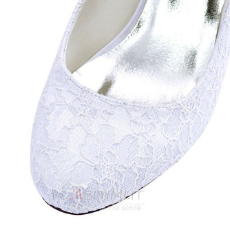 Scarpe da sposa con tacco spesso in pizzo bianco scarpe da sposa con tacco alto e punta tonda scarpe da damigella d'onore - Pagina 4