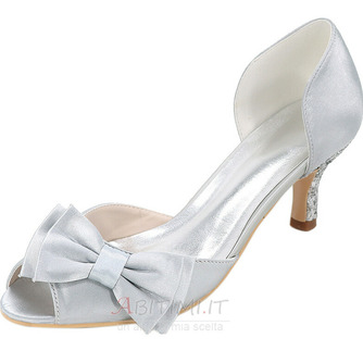 Scarpe da sposa plus size scarpe singole fiocco sandali da festa in raso - Pagina 7