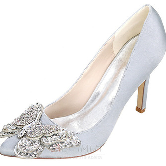 Scarpe da sposa in raso con strass scarpe da sposa bianche scarpe da sposa con fiocco - Pagina 3