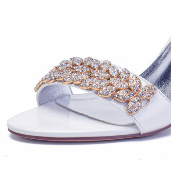 Sandali grandi con tacco grosso, scarpe da sposa con tacco alto da donna in raso e strass - Pagina 3