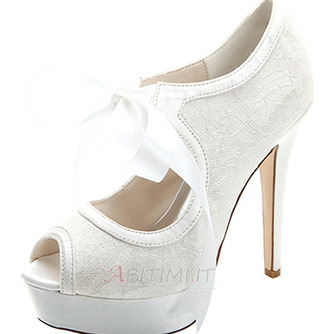 Scarpe da donna eleganti con tacco alto e plateau impermeabili con cinturino in raso, scarpe da banchetto, scarpe da sposa - Pagina 1