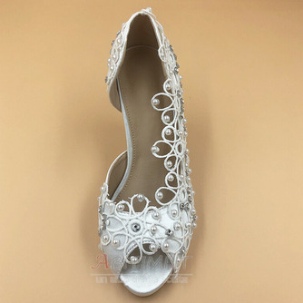 Scarpe da sposa in pizzo satinato con scarpe da sposa a spillo con strass scarpe da sposa fatte a mano - Pagina 2