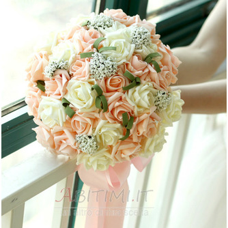 30 fiore mazzo di sposa azienda champagne rosa simulazione fiore matrimonio damigella d'onore - Pagina 1