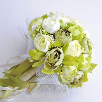 Bianco camelia verde Fiori coreani della simulazione della sposa per il matrimonio in mano - Pagina 1