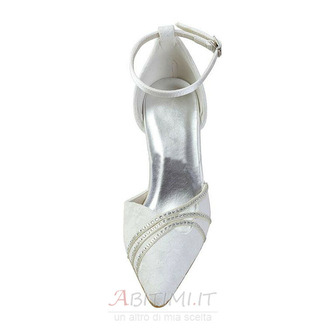 Scarpe da sposa in pizzo bianco scarpe da sposa con strass scarpe da damigella d'onore con strass a spillo da donna - Pagina 5