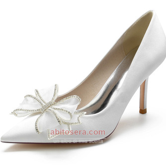 Scarpe da sposa con tacco alto sandali con tacco alto da sposa scarpe da damigella d'onore in raso - Pagina 1