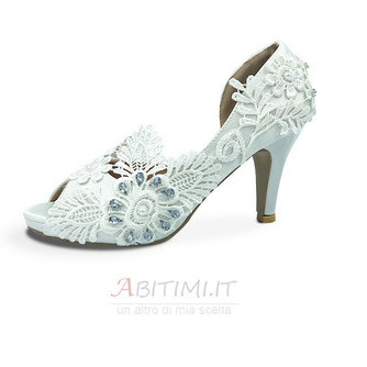 Scarpe da sposa in raso di grandi dimensioni scarpe da sposa con tacco alto in fiore di pizzo scarpe da damigella d'onore - Pagina 3