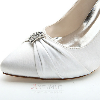 Scarpe da sposa a punta da donna scarpe in raso con strass tacco alto moda - Pagina 11