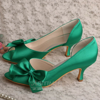 Scarpe da sposa con farfalla in raso, scarpe da damigella d'onore verdi con tacco a spillo con tacco a spillo - Pagina 1