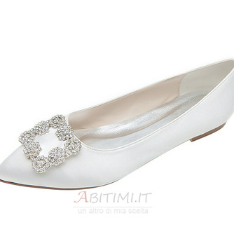 Scarpe da donna a punta piatta classiche scarpe da sposa in raso con strass - Pagina 3