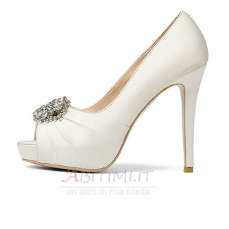 12CM Scarpe da sposa con strass tacco alto super scarpe da festa in raso - Pagina 2