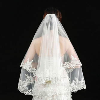 Velo da sposa elegante velo corto vero velo fotografico uno strato di velo da sposa bianco avorio - Pagina 1
