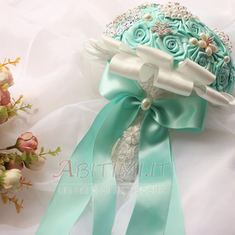 Diamante perla mano in mano di fiori di nastro rose bouquet di nozze con fiore - Pagina 2