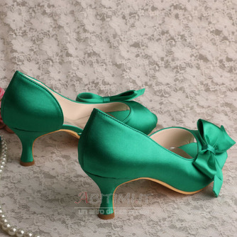 Scarpe da sposa con farfalla in raso, scarpe da damigella d'onore verdi con tacco a spillo con tacco a spillo - Pagina 3