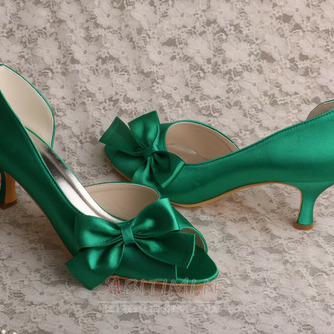 Scarpe da sposa con farfalla in raso, scarpe da damigella d'onore verdi con tacco a spillo con tacco a spillo - Pagina 4