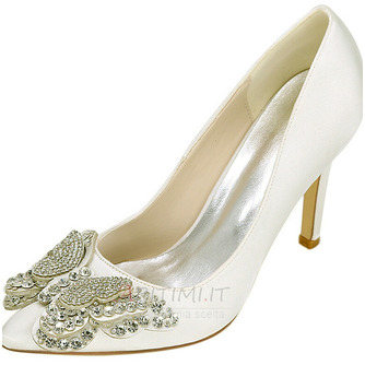 Scarpe da sposa in raso con strass scarpe da sposa bianche scarpe da sposa con fiocco - Pagina 2
