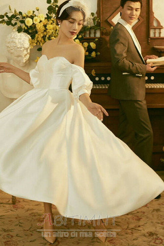 Vestito da nozze Swing A-line Maniche Pouf Vita naturale Allacciare - Pagina 3
