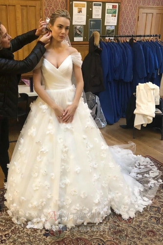 Abito da sposa Vita naturale Tulle A Linea Senza maniche Medio - Pagina 2