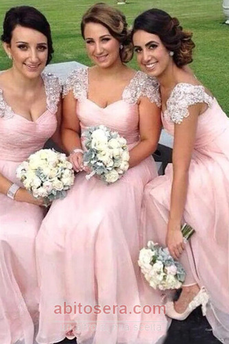 Abito da damigella d'onore Piazza Corsetto pieghettato Maniche cotta - Pagina 3