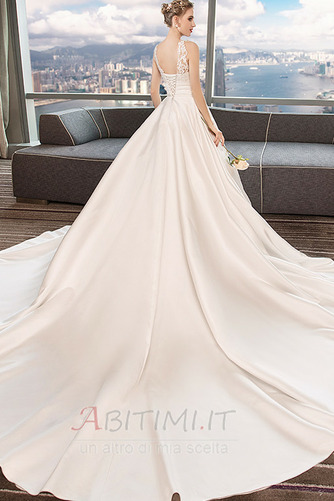 Vestito da sposa Senza schienale A-line Applicato Formale Raso - Pagina 2