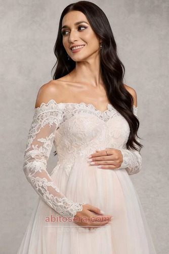 Abito da sposa Maniche lunghe Vita alta Vita dell'Impero lussi - Pagina 5