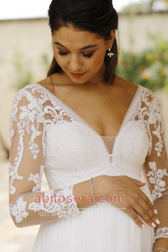 Abito da sposa Maniche lunghe Perline Elegante Sala Premaman Lungo - Pagina 3